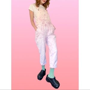 TIE DYE FOR⚡️pink/purple acid wash jean overalls